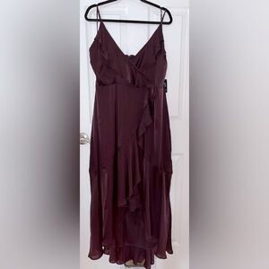 Express Deep Plum High Love Sleeveless Wrap Dress NWT XL